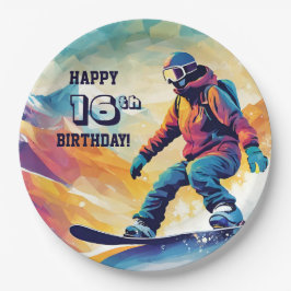 Teen Snowboarding Geburtstag Pappteller