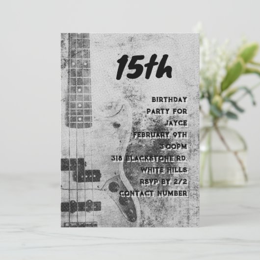 Teen Son Birthday Grunge Guitar Einladung (Stehend Vorderseite)