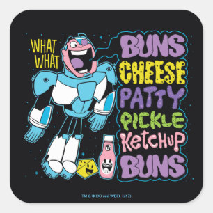 Teen Titanen los!   Cyborg Burger Rap Quadratischer Aufkleber
