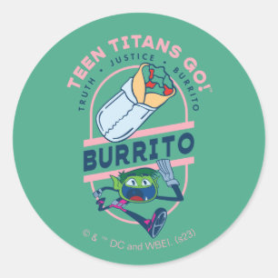 Teen Titans Go! Bestie Boy "Truth Justice Burrito" Runder Aufkleber