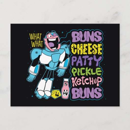 Teen Titans Go! | Cyborg Burger Rap Postkarte (Vorderseite)