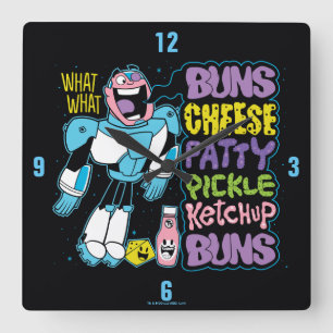 Teen Titans Go! Cyborg Burger Rap Quadratische Wanduhr