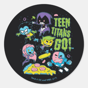 Teen Titans Go!   Pizza Graphic der frühen 90er Ja Runder Aufkleber