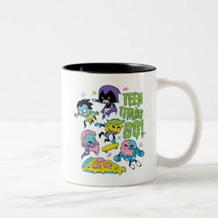Teen Titans Go!   Pizza Graphic der frühen 90er Ja Zweifarbige Tasse