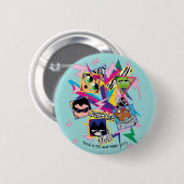Teen Titans Go! | Retro 90's Group Collage Button (Vorne & Hinten)