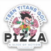 Teen Titans Go! Robin "Truth Justice Pizza" Aufkleber (Vorderseite)