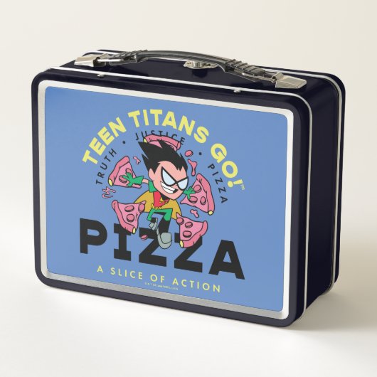 Teen Titans Go! Robin "Truth Justice Pizza" Metall Brotdose (Rückseite)