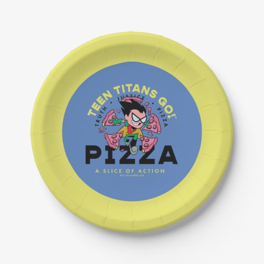 Teen Titans Go! Robin "Truth Justice Pizza" Pappteller (Vorderseite)