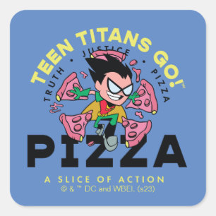 Teen Titans Go! Robin "Truth Justice Pizza" Quadratischer Aufkleber