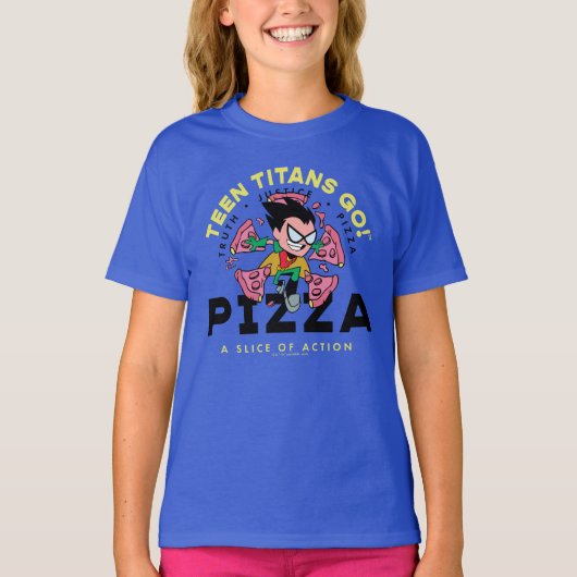 Teen Titans Go! Robin "Truth Justice Pizza" T-Shirt (Vorderseite)