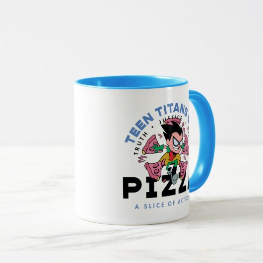 Teen Titans Go! Robin "Truth Justice Pizza" Tasse (VorderseiteRechts)
