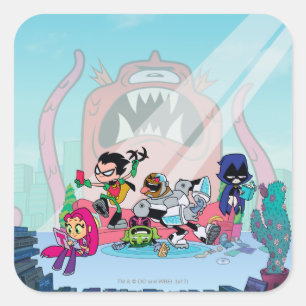 Teen Titans Go!   Tentacled Monster Approach Quadratischer Aufkleber