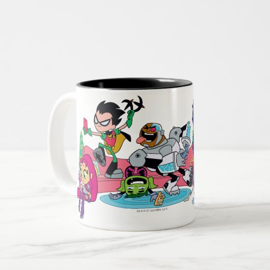 Teen Titans Go! | Tentacled Monster Approach Zweifarbige Tasse (Vorderseite Links)
