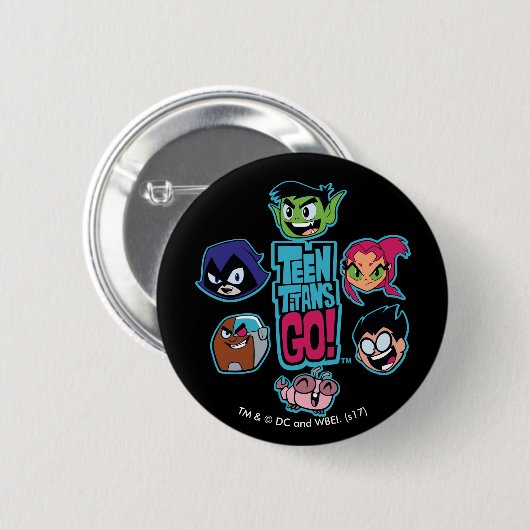 Teen Titans Go! | Titans Head Pattern Button (Vorne & Hinten)