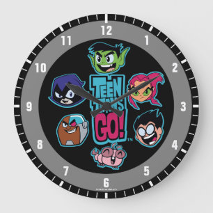 Teen Titans Go!   Titans Head Pattern Große Wanduhr