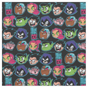 Teen Titans Go!   Titans Head Pattern Stoff