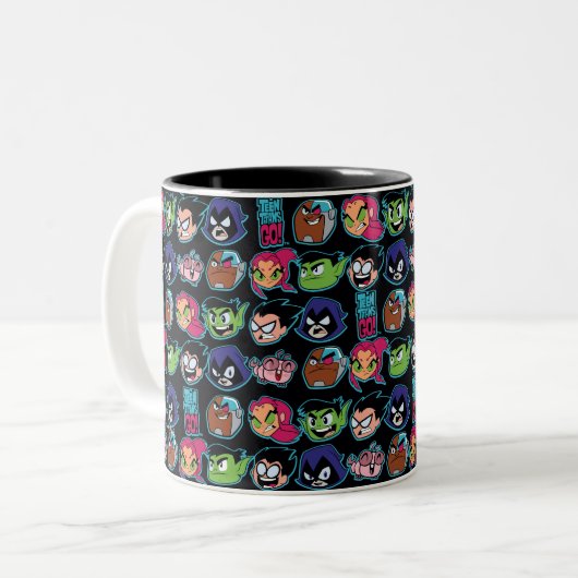 Teen Titans Go! | Titans Head Pattern Zweifarbige Tasse (Vorderseite Links)