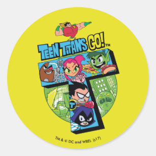 Teen Titans Go!   Titans Tower Collage Runder Aufkleber