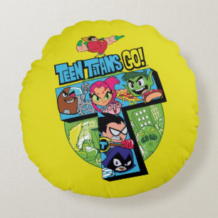 Teen Titans Go! Titans Tower Collage Rundes Kissen