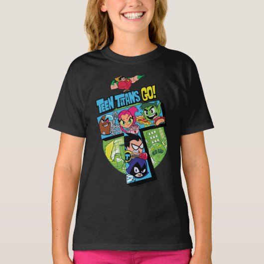 Teen Titans Go! | Titans Tower Collage T-Shirt (Vorderseite)