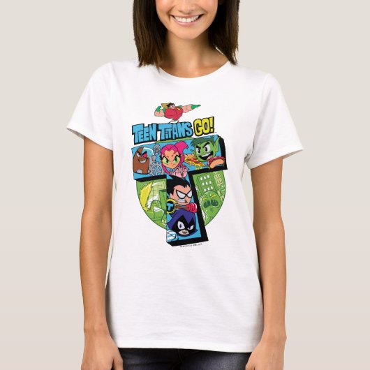 Teen Titans Go! | Titans Tower Collage T-Shirt (Vorderseite)