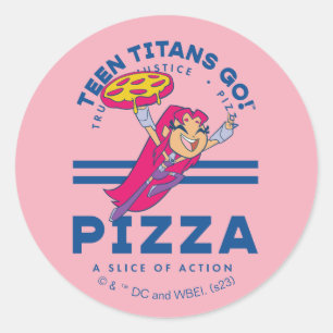 Teen Titans Go! "Truth Justice Pizza" Runder Aufkleber