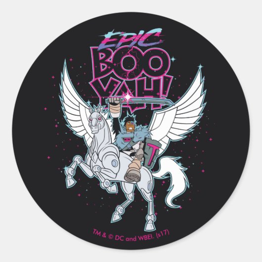 Teen Titans Go! | Warrior Cyborg Riding Pegasus Runder Aufkleber (Vorderseite)