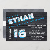 Teen/Tween Graffiti Brick Wall Birthday Boy Party Einladung (Vorne/Hinten)