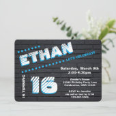 Teen/Tween Graffiti Brick Wall Birthday Boy Party Einladung (Stehend Vorderseite)
