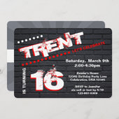 Teen/Tween Graffiti Brick Wall Birthday Boy Party Einladung (Vorne/Hinten)