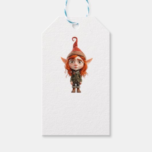 Teen Weihnachts-Elf-weiße Geschenktasten kidding M Geschenkanhänger (Vorderseite)