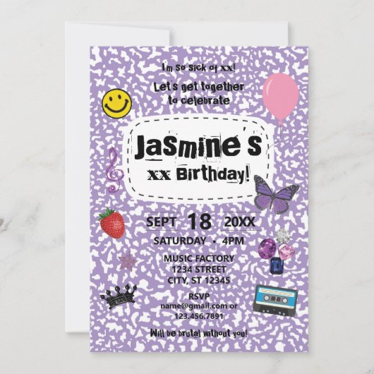 Teenage Dream Birthday Einladung Lavender (Vorderseite)