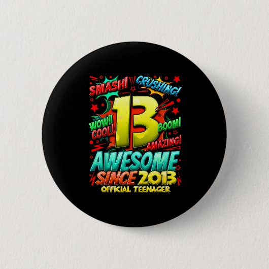 Teenager 13 Year Old Boys 13th Birthday Boy Button (Vorderseite)