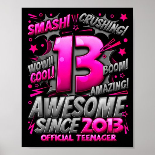 Teenager 13 Year Old Boys 13th Birthday Boy Poster (Vorne)
