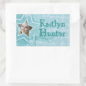 Teenager-Aqua-Blue-ID-Aufkleber Rechteckiger Aufkleber (Tasche)