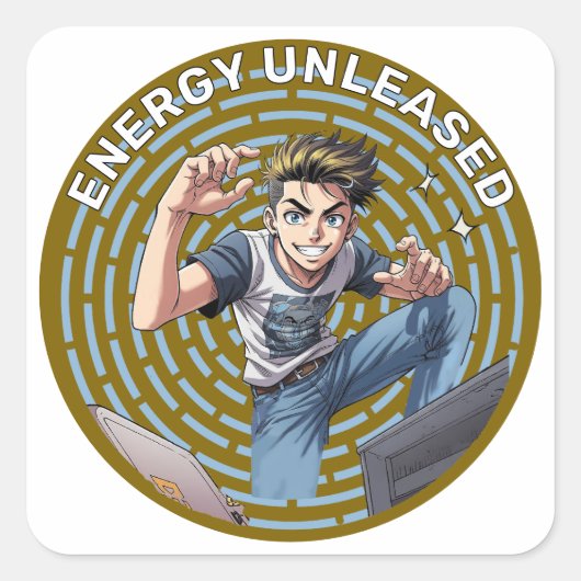 teenager boy quadratischer aufkleber (Vorderseite)