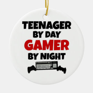 Teenager by Day Gamer by Night Keramikornament