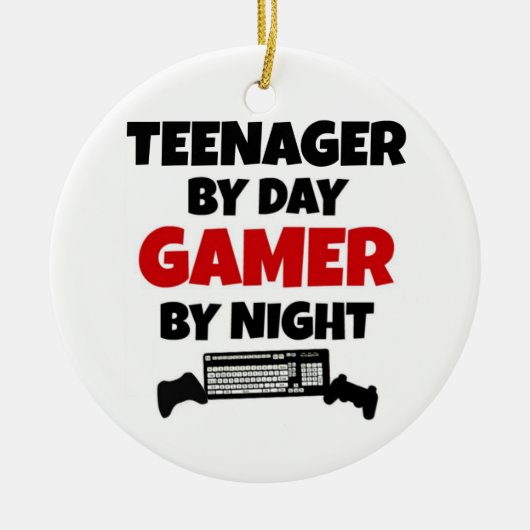 Teenager by Day Gamer by Night Keramikornament (Vorne)