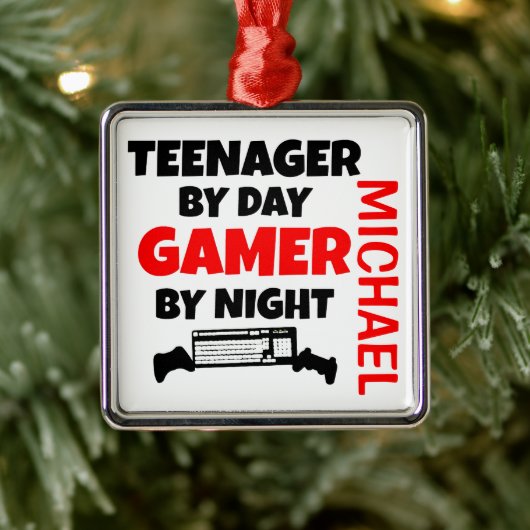 Teenager Gamer Ornament Aus Metall (Baum)