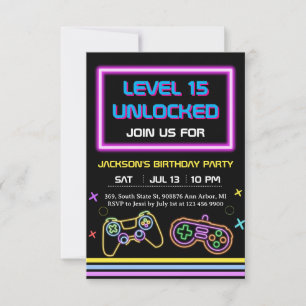 Teenager Gaming Gamer Junge Videospiel Spieler RSVP Karte