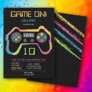 Teenager Gaming Gamer Videospiel Spieler Geburtsta Einladung