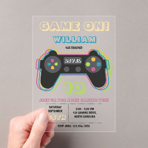 Teenager Gaming Gamer Videospiel Spieler Retro Geb Acryleinladungen