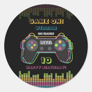 Teenager Gaming Gamer Videospiel Spieler Retro Geb Runder Aufkleber