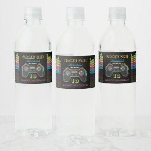 Teenager Gaming Gamer Videospiel Spieler Retro Geb Wasserflaschenetikett