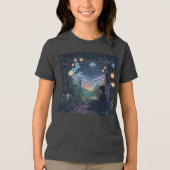 teenager in room looking at the universe Tri-Blend shirt (Vorderseite)
