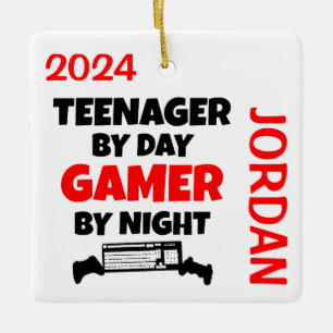 Teenager-Lieben spielen Videospiele Keramikornament