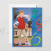 Teenager mit Fußball Postkarte (Vorne/Hinten)