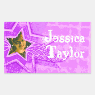 Teenager mit lila rosa ID-Aufkleber Rechteckiger Aufkleber