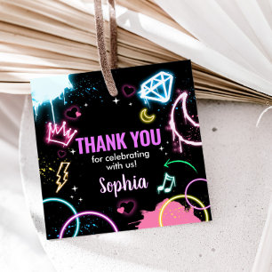 Teenager Neon Dreizehnte Geburtstagsparty Square Geschenkanhänger