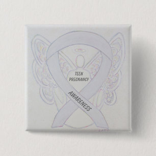 Teenager-Schwangerschaft Bewusstsein Weißer Ribbon Button